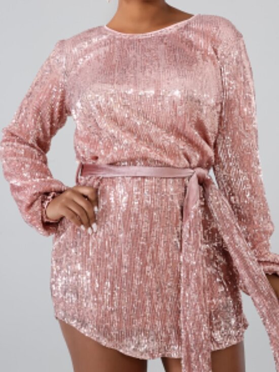 Dresses & Skirts - Jae Quinn Vault | Rose Gold Sequin Long Sleeve Dress